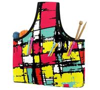VAPOKF Yarn Storage Bag, Knitting Crochet Tote Bag, Yarn Holder with Pockets for Crocheting, Knitting Accessories (Abstract Doodle Art Painting)