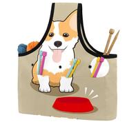 VAPOKF Yarn Storage Bag, Knitting Crochet Tote Bag, Yarn Holder with Pockets for Crocheting, Knitting Accessories (Cute Corgi Dog Hungry Bones)
