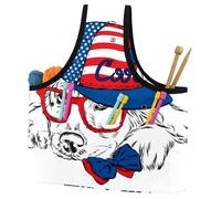 VAPOKF Yarn Storage Bag, Knitting Crochet Tote Bag, Yarn Holder with Pockets for Crocheting, Knitting Accessories (Hipster American Dog)