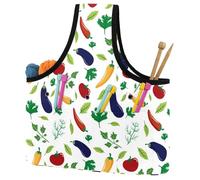 VAPOKF Yarn Storage Bag, Knitting Crochet Tote Bag, Yarn Holder with Pockets for Crocheting, Knitting Accessories (Vegetables Eggplant Tomato Hot Pepper Leaves)