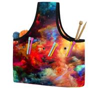 VAPOKF Yarn Storage Bag, Knitting Crochet Tote Bag, Yarn Holder with Pockets for Crocheting, Knitting Accessories (Cool Fractal Paint)