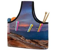 VAPOKF Yarn Storage Bag, Knitting Crochet Tote Bag, Yarn Holder with Pockets for Crocheting, Knitting Accessories (Castle Point Lighthouse New Zealand)