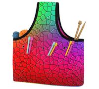 VAPOKF Yarn Storage Bag, Knitting Crochet Tote Bag, Yarn Holder with Pockets for Crocheting, Knitting Accessories (Mosaic Background Texture Tiles)