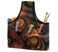 VAPOKF Yarn Storage Bag, Knitting Crochet Tote Bag, Yarn Holder with Pockets for Crocheting, Knitting Accessories (Fractal Print)