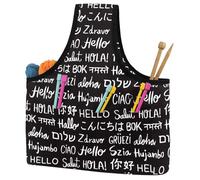 VAPOKF Yarn Storage Bag, Knitting Crochet Tote Bag, Yarn Holder with Pockets for Crocheting, Knitting Accessories (Hello Word Different Languages)
