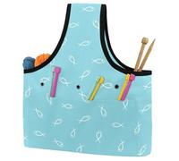 VAPOKF Yarn Storage Bag, Knitting Crochet Tote Bag, Yarn Holder with Pockets for Crocheting, Knitting Accessories (Fish Blue)