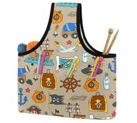 VAPOKF Yarn Storage Bag, Knitting Crochet Tote Bag, Yarn Holder with Pockets for Crocheting, Knitting Accessories (Pirates Adventures)