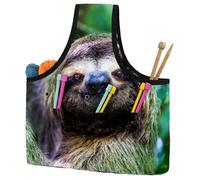 VAPOKF Yarn Storage Bag, Knitting Crochet Tote Bag, Yarn Holder with Pockets for Crocheting, Knitting Accessories (Sloth Animal)