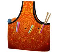 VAPOKF Yarn Storage Bag, Knitting Crochet Tote Bag, Yarn Holder with Pockets for Crocheting, Knitting Accessories (Beige Doodle Ornament)
