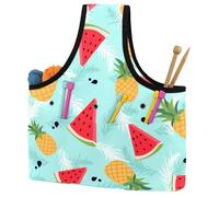 VAPOKF Yarn Storage Bag, Knitting Crochet Tote Bag, Yarn Holder with Pockets for Crocheting, Knitting Accessories (Watermelon Pineapple Blue)