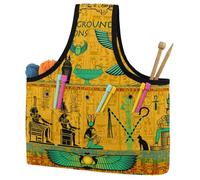 VAPOKF Yarn Storage Bag, Knitting Crochet Tote Bag, Yarn Holder with Pockets for Crocheting, Knitting Accessories (Ancient Egyptian Deities)