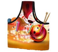 VAPOKF Yarn Storage Bag, Knitting Crochet Tote Bag, Yarn Holder with Pockets for Crocheting, Knitting Accessories (Red Bowling Ball Crashing into The Pins Pattern)