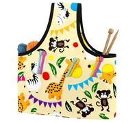 VAPOKF Yarn Storage Bag, Knitting Crochet Tote Bag, Yarn Holder with Pockets for Crocheting, Knitting Accessories (Yellow Animal)