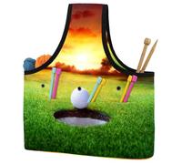 VAPOKF Yarn Storage Bag, Knitting Crochet Tote Bag, Yarn Holder with Pockets for Crocheting, Knitting Accessories (Sundown Grassland Golf)