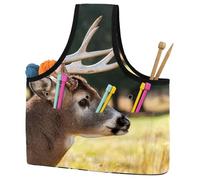 VAPOKF Yarn Storage Bag, Knitting Crochet Tote Bag, Yarn Holder with Pockets for Crocheting, Knitting Accessories (Animal Buck)