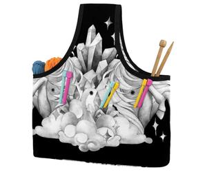 VAPOKF Yarn Storage Bag, Knitting Crochet Tote Bag, Yarn Holder with Pockets for Crocheting, Knitting Accessories (Modern Unicorn Horse Fairies Magic)