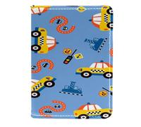 VAPOKF Yellow Taxi with City Traffic Passport Holder Travel Wallet Leather Card Case Cover, 11.5x16.5cm