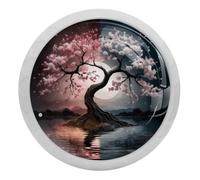 VAPOKF Yin Yang Tree Cabinet Knobs, Premium Door Drawer Knobs, 35mm Fluorescence Cupboard Handles with Screws, for Kitchen Bedroom Furniture - Pack of 4