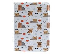 VAPOKF Yorkshire Terrier Dogs Bones Passport Holder Travel Wallet Leather Card Case Cover, 11.5x16.5cm