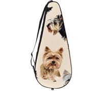 VAPOKF Yorkshire Terriers Racket Bag for Tennis, Tennis Bat Cover Racket Case Paddle Bag, Holds up to 2 Racquets