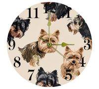 VAPOKF Yorkshire Terriers Wall Clock, Silent Non Ticking Quartz Battery Operated Round Wall Clocks Home/Kitchen/Office/School Clock