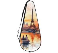 VAPOKF Youngers on The Seine River Racket Bag for Tennis, Tennis Bat Cover Racket Case Paddle Bag, Holds up to 2 Racquets