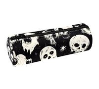 VAPOKF Zombie Hands Skulls Spiders Leather Barrel Pen Pencil Case Coin Purse Cosmetic Makeup Bag for Student Stationery School Office Storage