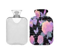 Vapor Style Roses Butterfly Dreamy hot Water Bottle with Soft Cover 2L Warm Water Bottle for Bed for Neck and Shoulder Pain Relief Menstrual Cramps bolsas de agua Caliente para Dolores