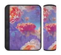 Vapor Wave Style Flowers Purple Red 2 pcs car seat Strap Covers More Comfort Driving for Backpack forro para cinturon de seguridad