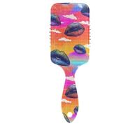 Vapor Wave Style Lips Colorful anti static brush for wet haired scalp massaging for long hair with Ergonomic handle cepillo para peinar