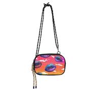 Vapor Wave Style Lips Colorful Cross Body Purse for Mens Waterproof with Credit Card Slots Nylon Small Crossbody Phone Bag For Hiking Traveling bolsas de mano para mujer