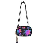 Vapor Wave Style Roses Butterfly Black Purple Anti Theft Crossbody Bag for Mens Waterproof with Adjustable Strap Mini Shoulder Bag Take a walk bolso impermeable para mujer