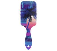 Vapor Wave Style Tropical Tree Sun Blue smooth salon hair brushed head massager scalp for straight hair with Ergonomic handle cepillo para cabello de mujer