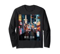 vapor wave toyoko tokyo japan anime manga cyberpunk girls Long Sleeve T-Shirt