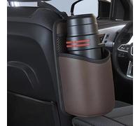 VAPORVERSE 1Pc Car Cup Holder for Dodge Challenger 2008-2014 Premium Leather Hanging Organizer Multipurpose Storage Pouch Seat Side Bag,Brown