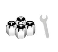 VAPORVERSE 4 Pcs Auto Tire Valve Stem Caps for TESLA Model Y 2021-2024+, Tire Valve Cap Valve Tyres Tire Valve Stem Caps Stem Dust Covers,Silver