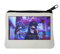 Vaporwave Aesthetic Anime This is Not Happiness You Wished for Neoprene Coin Purse Pouch 10x11cm White