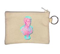 Vaporwave Aesthetic Bust of Julius Caesar Glitch Art Key Chain Coin Purse Beige