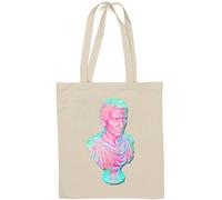 Vaporwave Aesthetic Bust Of Julius Caesar Glitch Art Natural Cotton Tote Bag White