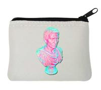 Vaporwave Aesthetic Bust of Julius Caesar Glitch Art Neoprene Coin Purse Pouch 12x9cm White