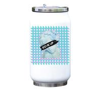 Vaporwave Aesthetic I Give Up Statue Bust Grid Graphic Vacuum Insulated Thermal Beverage Can Bottle White
