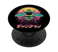 Vaporwave Bee Retro Futuristic Art PopSockets Adhesive PopGrip