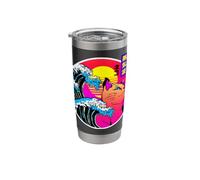 Vaporwave Cat Retro Great Wave Japanese 80's 90's Vibes Stainless Steel Insulated Tumbler