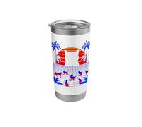 Vaporwave Cats Synthwave Future Retro Sunset 80s 90s Japan Stainless Steel Insulated Tumbler