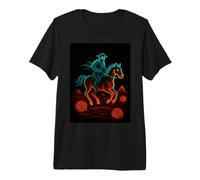 Vaporwave Cowboy Rider Horse Desert Pyramids Retro 80s Premium T-Shirt