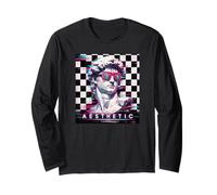Vaporwave David Glitch Art Aesthetic Retrowave 80s 90s Long Sleeve T-Shirt