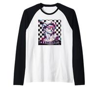Vaporwave David Glitch Art Aesthetic Retrowave 80s 90s Raglan Baseball Tee