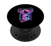 Vaporwave Deer Skull Raven Retro Synthwave Aesthetic PopSockets Adhesive PopGrip
