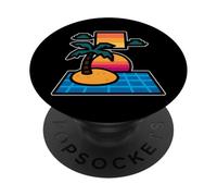 Vaporwave Island Retro Sunset PopSockets Adhesive PopGrip