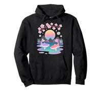Vaporwave Koi Pond Sakura Flower Pastel Japan Moon Pullover Hoodie